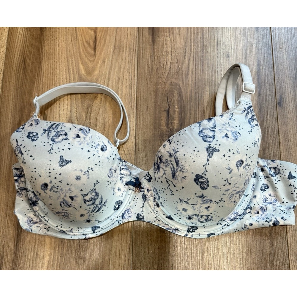 Victoria's Secret Sz 36C Lined Demi Bra Blue Butterflies‎